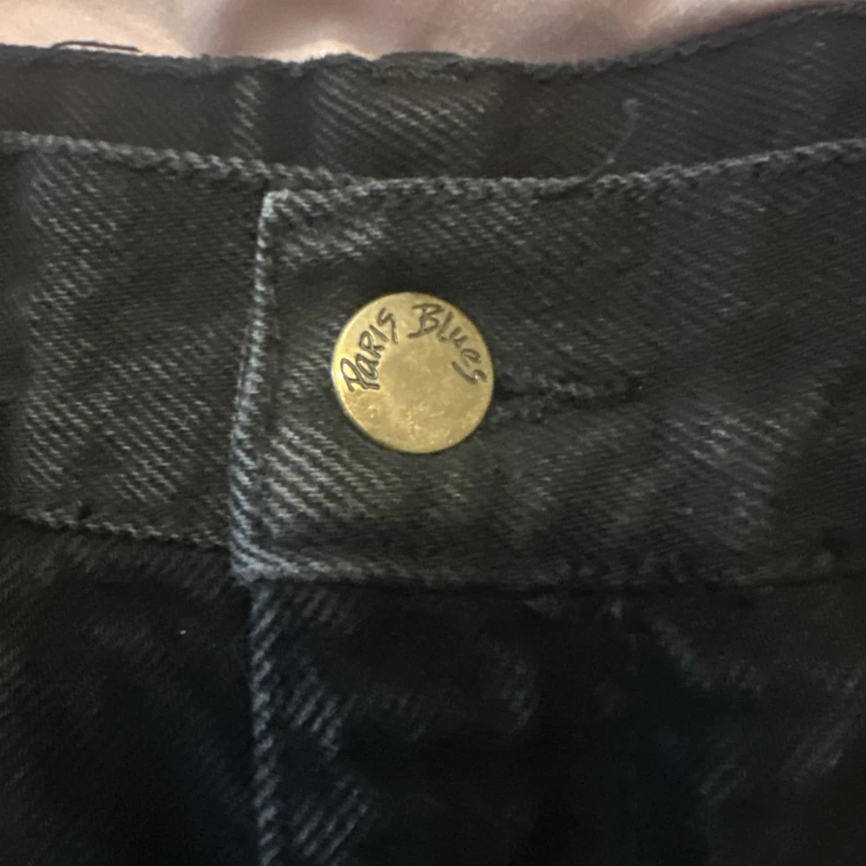 Pantalones Cortos Vaqueros Vintage Paris Azul Negro Con Volantes Florales Talla 7 Foto 3 de 3