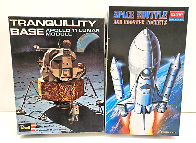 2 KIT LOT 1/48 REVELL TRANQUILITY BASE APOLLO 11 1969 + ACADEMY SPACE SHUTTLE