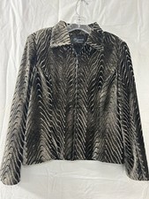 Giancarlo Ferrari Designer Jacket Velvetty Faux Fur Zipper M Vintage
