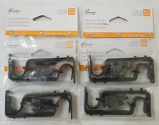 4 Packs of 2 Kenney Adjustable Curtain Rod Brackets Black KN85290 Up To 3/4" Rod
