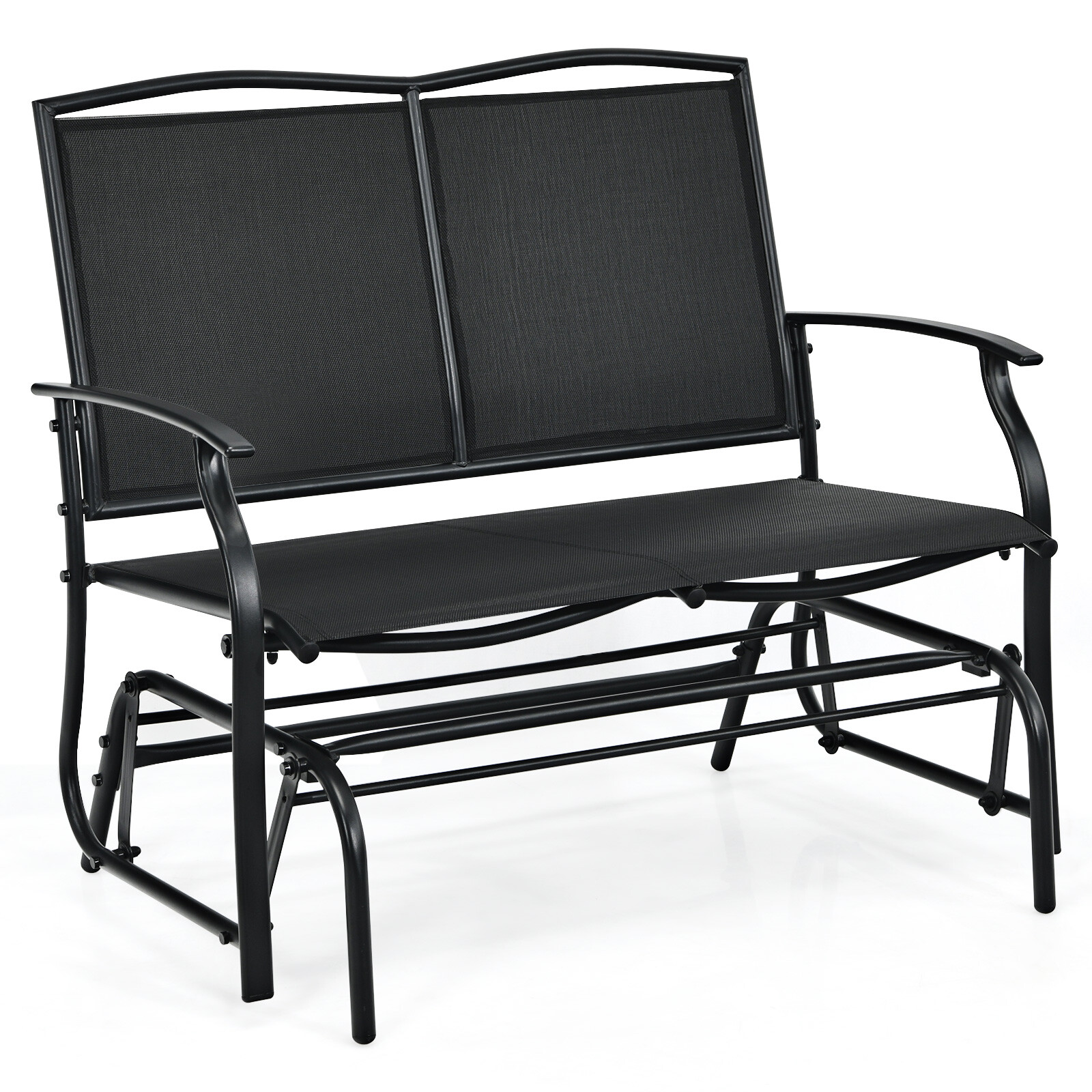 Costway Patio Glider Rocking Bench Double 2 Person Chair Loveseat Garden Black
