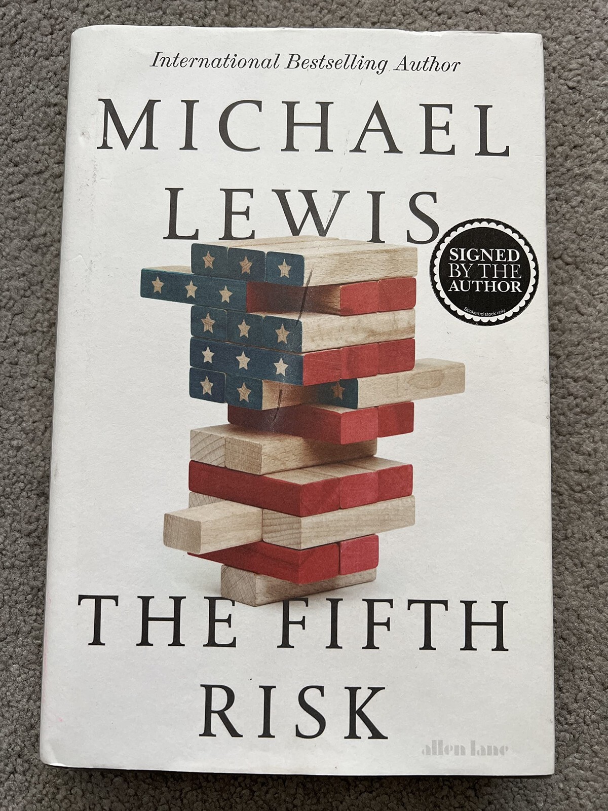 THE FIFTH RISK by MICHAEL LEWIS - signed by the author (SB32)