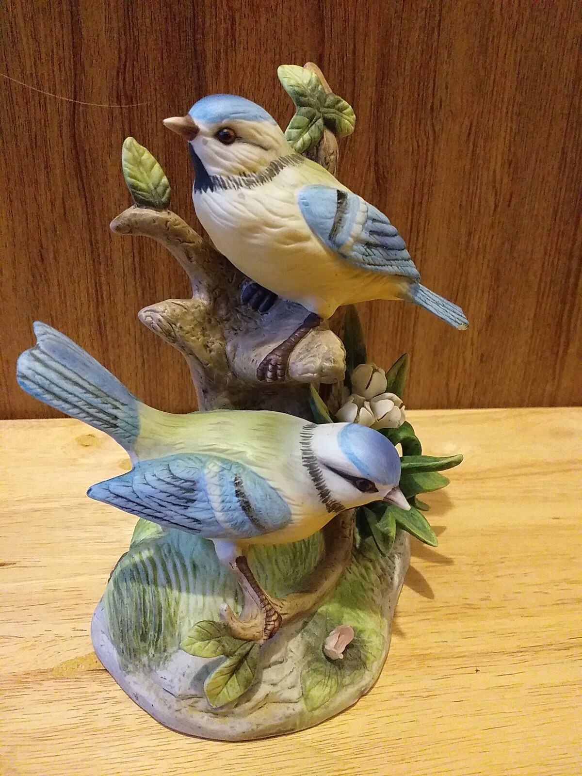LOVELY *BLUE TITS* BIRD FIGURINE MATTE ALFRETTO PORCELAIN