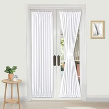 French Door Curtains Rod Pocket Thermal Blackout 25 x 72 1P Pure White