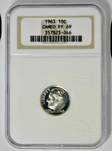 1963 Silver Roosevelt Dime BIG GRADE! NGC Proof 69 CAMEO