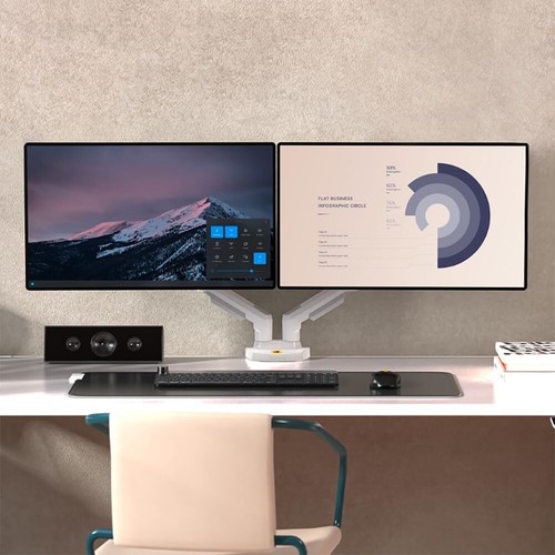 Dual Monitor Desk Mount Stand Full Motion Swivel Arm Fits 2 x 32" Monitors - Picture 6 of 6
