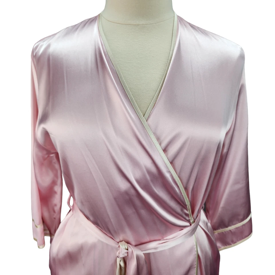 Jones New York Bata Mujer’s GRANDE–XL | Rosa Satén Cinturón Bata Lencería Sexy Foto 3 de 4