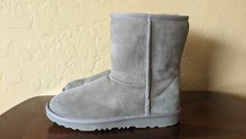UGG Youth Classic Short Grey Gray Boots Sheepskin Suede sz 4 EU 36. Fit 36-37