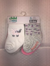 Child Of Mine Carters Infant Baby Girl Socks Booties 0-6 Months Pink Llama 6pk