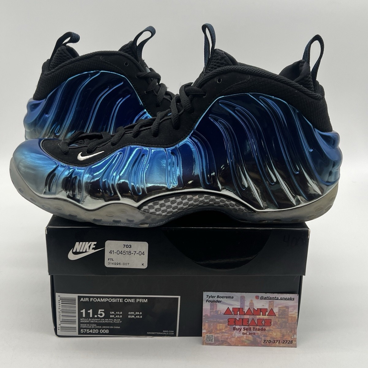 Size 11.5 - Nike Air Foamposite One PRM Blue Mirror (575420-008 
