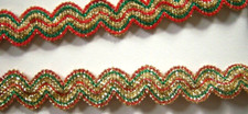 3 Yds. Metallic Gold/Red/Green Stretch Rick Rack 9/16" Elastic Trim EL-36