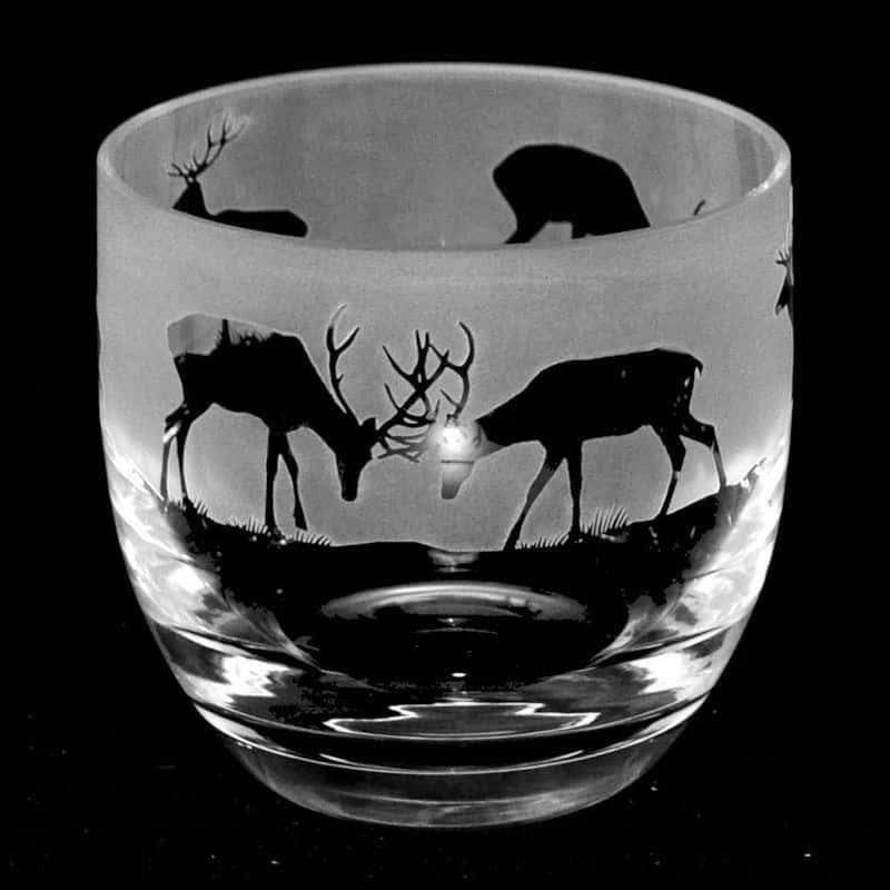 Milford Stag Glass Nightlight Hand Crafted Tea Light Candle Pot Holder Gift Box