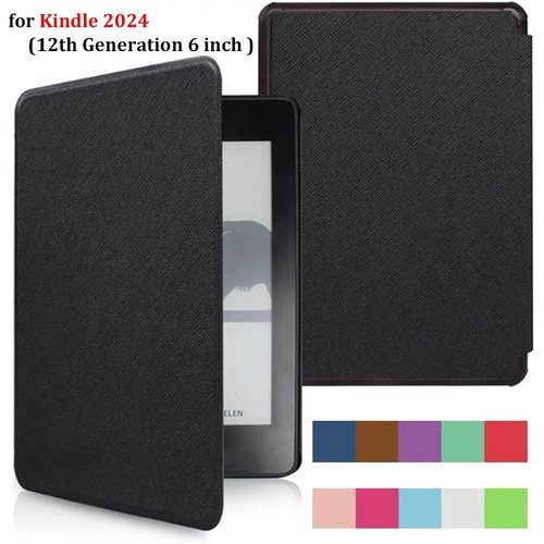 PU Leather Folio Case Smart Cover for Kindle 2024 6" (12th Generation)