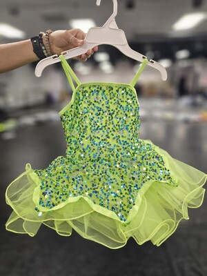 Child's Green Frog Dance Costume Tap Or Jazz. 3 Medium Child, 1 Small Child