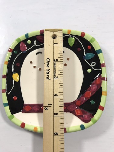 Snowman GIBSON 6" Square Dessert Tea Salad Plates Christmas Cookies Holiday - Picture 2 of 6