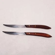 Lot of 2 Vtg Dexter-Russell Stainless Steak Knives ~ Wood Handle ~ Made in USA