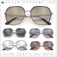 Womens Bling Rhinestone Brow Trim Rectangle Butterfly Metal Rim Sunglasses