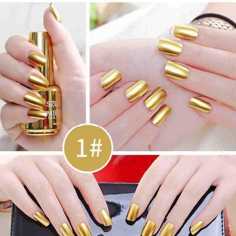 Metallic Nagellack Metallisch Magie Spiegeleffekt Chrom Nail Art Lack Silber - Bild 4 von 4