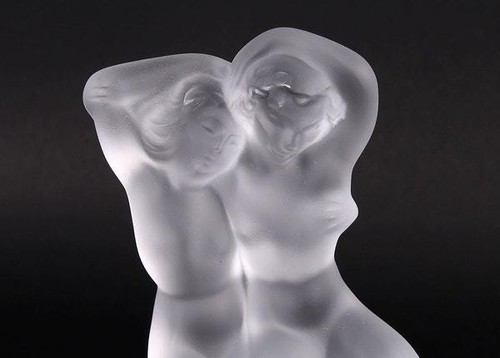 Escultura vintage de cristal esmerilado Lalique Francia ""Pan y Diana - Imagen 3 de 7
