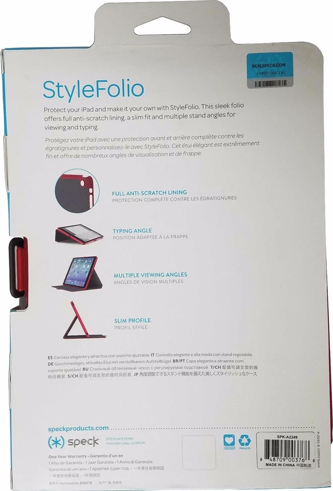 Funda Speck StyleFolio Soporte Apple iPad Air y iPad 5 Rojo Amapola Oscuro/Gris Pizarra Foto 2 de 4