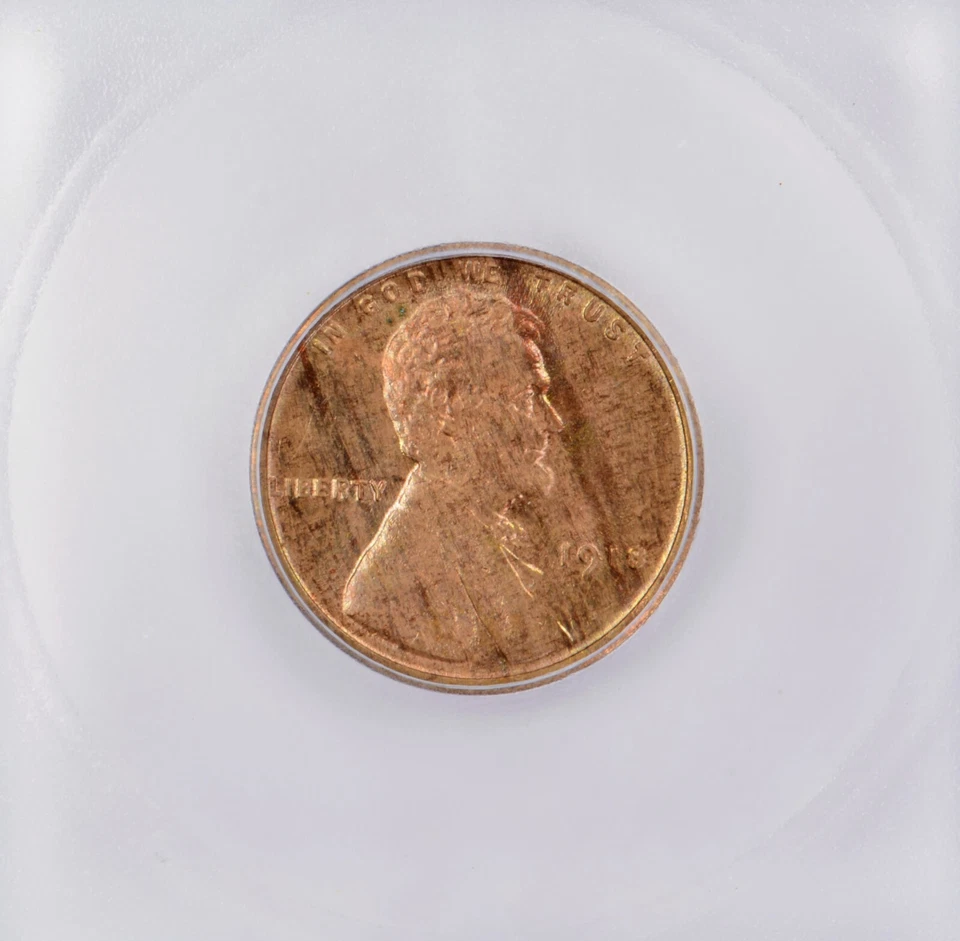 MINT ERROR - 1918 Lincoln Wheat Cent 1c - ICG MS64 RB- Streaked Alloy MINT ERROR - Image 3 of 4
