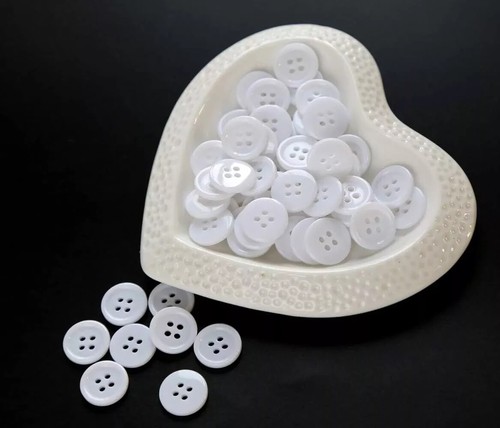 5/8 Inch (15mm) White Color Buttons Sewing Resin 15 millimeters, - Picture 4 of 5