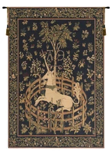 Belgian Woven Unicorn in Captivity European Tapestry-Medieval Unicorn Tapestries
