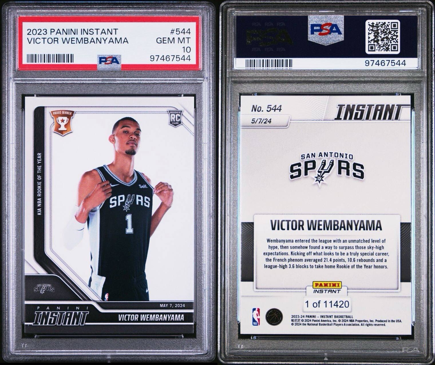 Psa 10 Basketball Cards 2023 Panini Instant #473 Victo Wembanyama