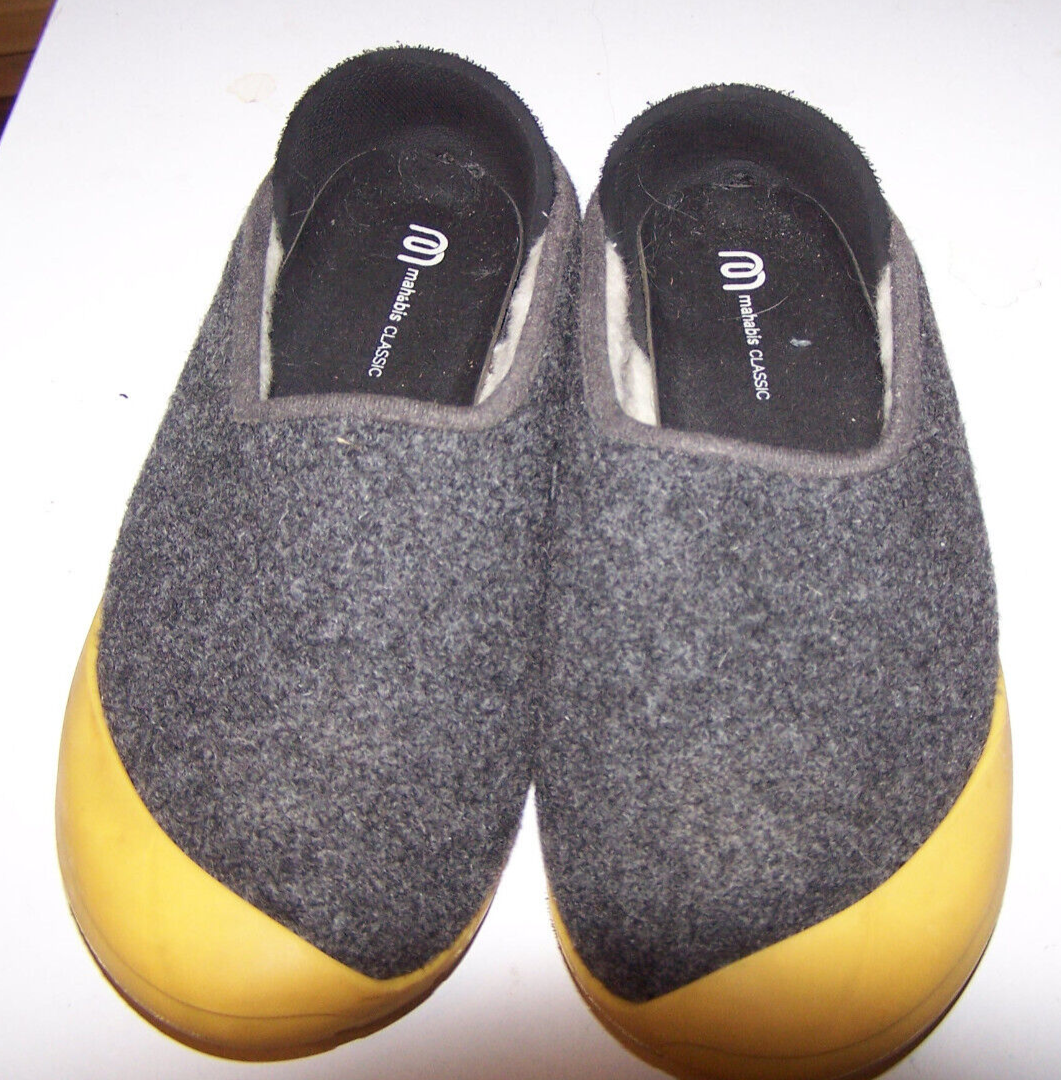 SAOLA Pantofole classiche Mahabis 38 grigie lana donna 8 5 opzionali suola gomma gialla 130€
