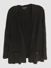  50 Jones New York Collection Women's Black Open Front Cardigan Sweater Size M