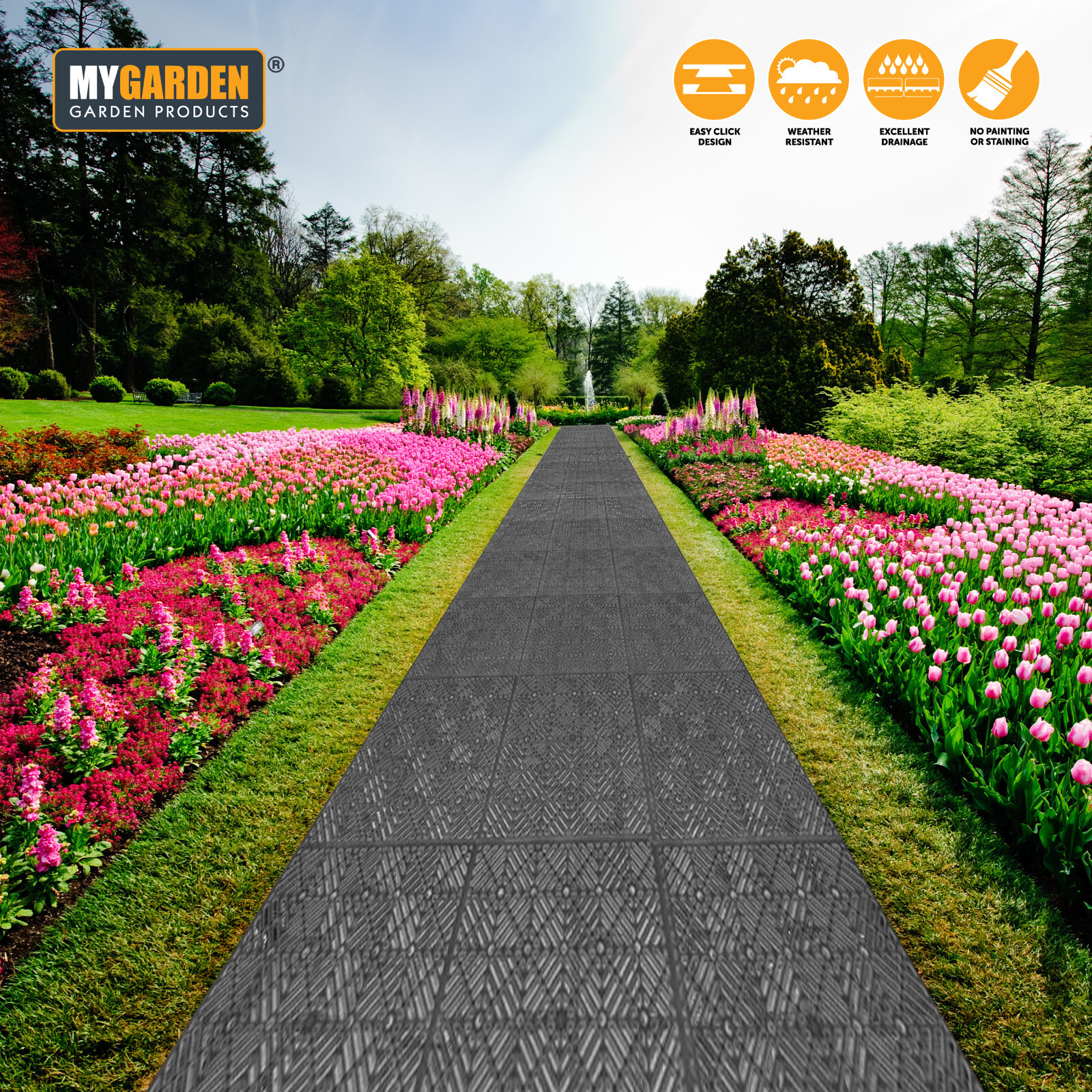 10pc Interlocking Plastic Garden Tiles Nonslip Path Floor Lawn Paving