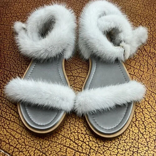 New Valentino Garavani Real Fur Mink Italy 9 US 39.5 EU Milano Sandals - Picture 3 of 11