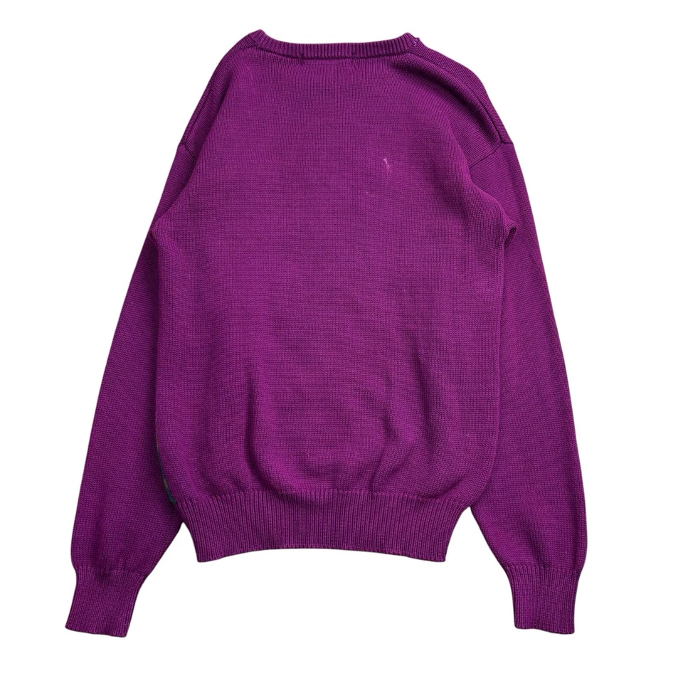 Suéter Tejido John Ashford De Colección Años 90 Para Hombre Mediano Púrpura Naturaleza Camping Exterior Foto 2 de 4