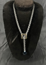 David YURMAN 925  750 Adjustable Necklace W Blue Topaz Drop