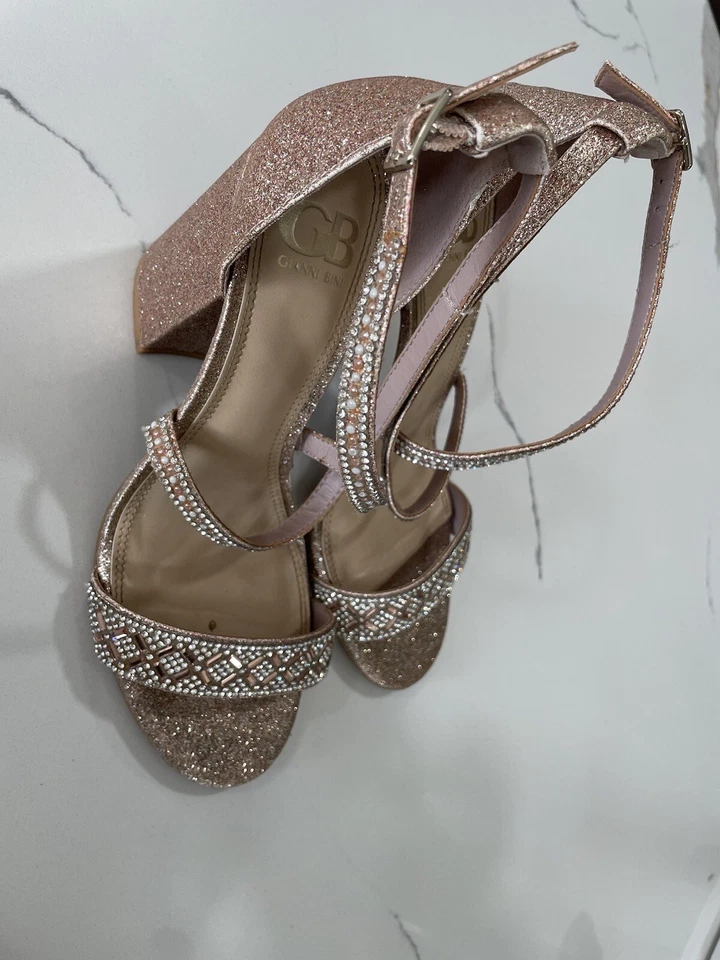GB Gianni Bini 8,5 блеск блестящий со стразами с ремешками сандалии обувь - Изображение 3 из 4