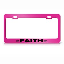 -faith- Metal Hot Pink License Plate Frame Tag Holder -faith- Metal Hot Pink License Plate Frame Tag Holder