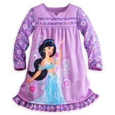 Disney Store Aladdin Princess Jasmine Long Sleeve Nightgown Pajama Girl 5/6