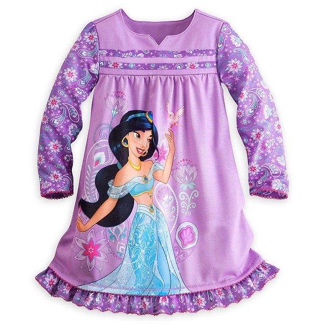Disney Store Aladdin Princess Jasmine Long Sleeve Nightgown Pajama Girl