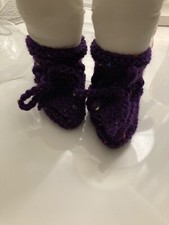 New hand knitted baby booties In Purple Fleck 0-3 Months
