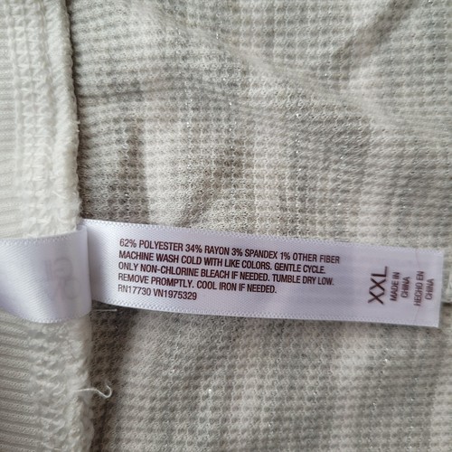 Gilligan & O'Malley Thermal Striped Pajama Set Metallic Silver Women's XXL *FLAW - Picture 7 of 20