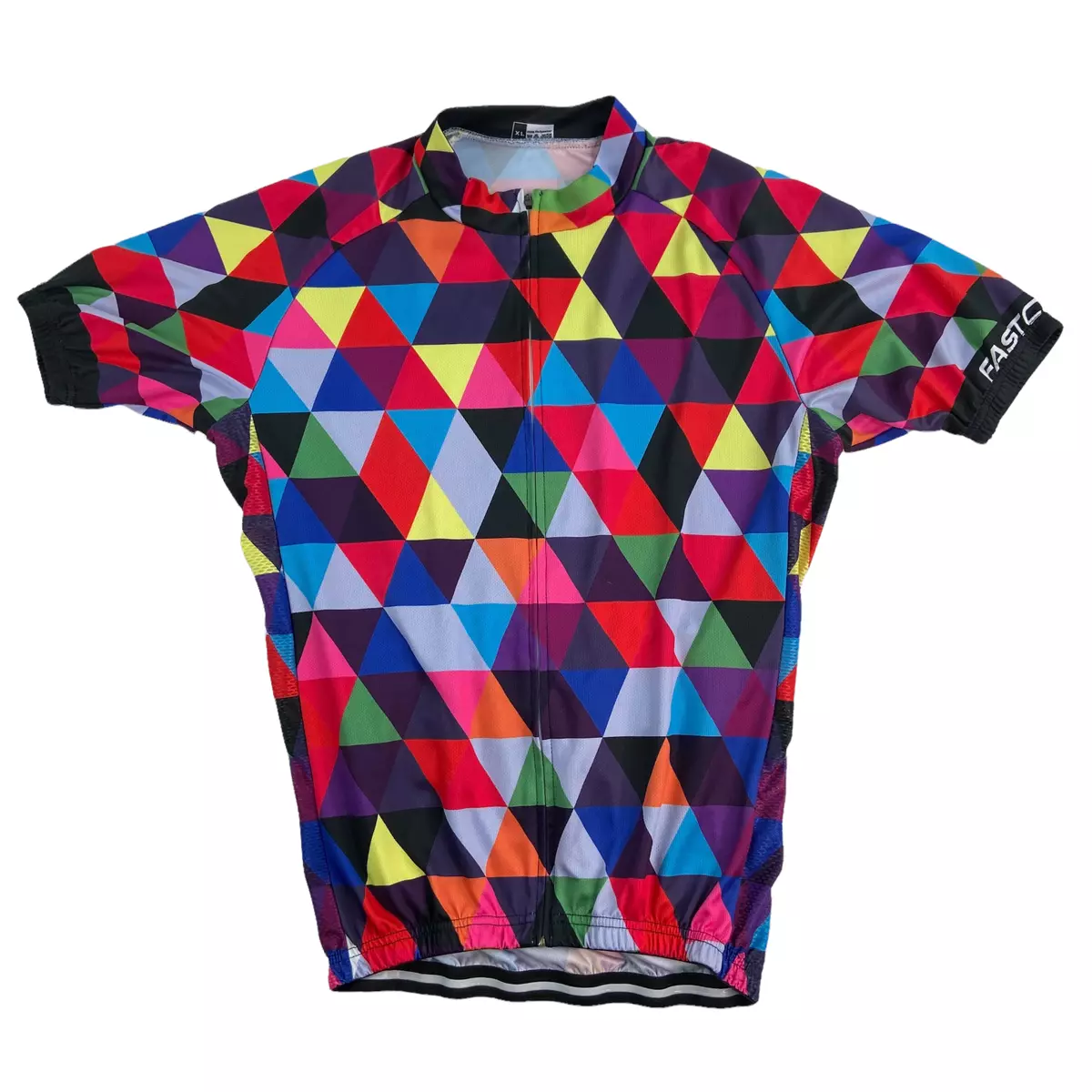 Fastcute Cycling Jersey Womens XL Extra Large Full Zip Tri Top Colorful Athletic