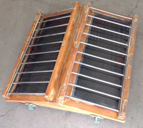 Vintage 26" x 26" Teak Sailboat Skylight Hatch w Brass Hinges - Needs Refinish
