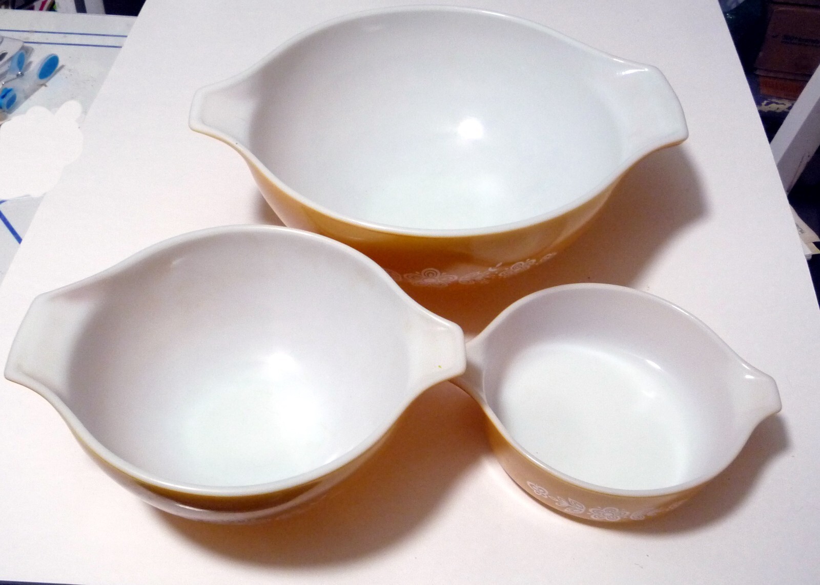 Vintage Pyrex Butterfly Gold Cinderella Nesting Mixing Bowls Set of 3