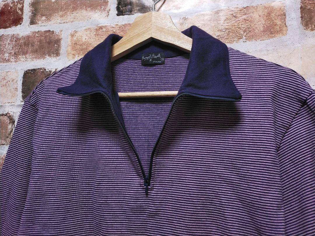 Margaret Howell High Neck Half Zip Border Pullover Cotton M