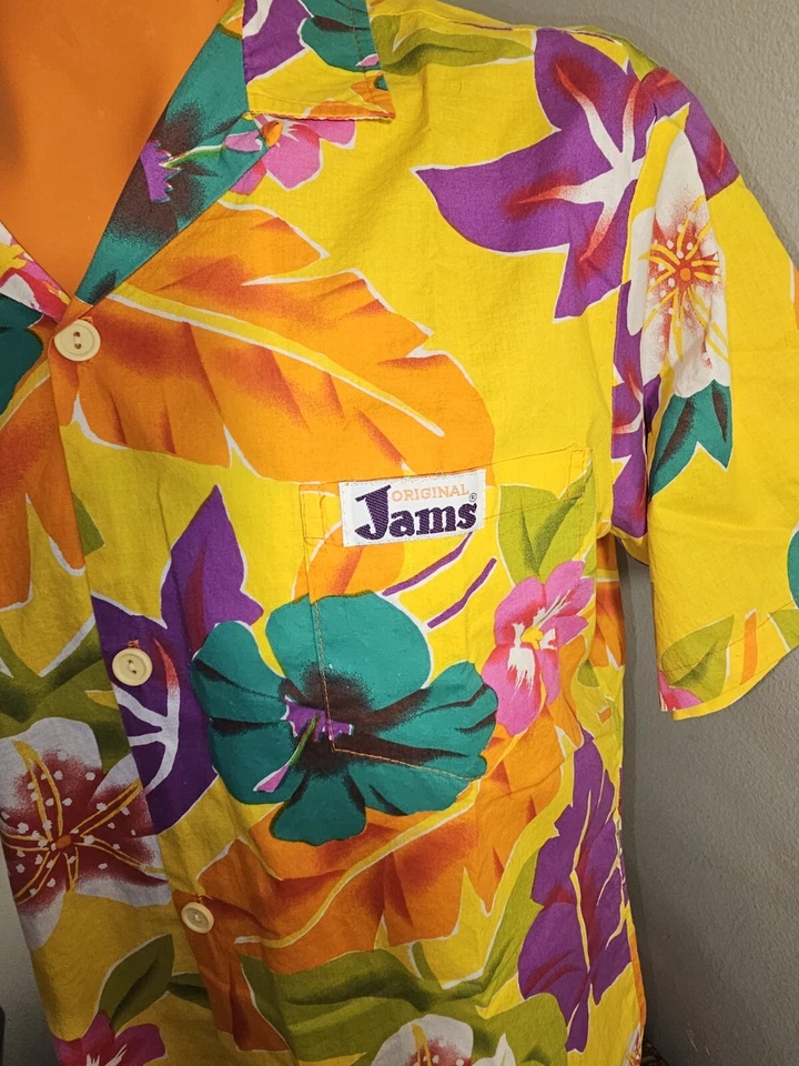 Camisa abotonada A6 vintage años 80 Surf Line Hawaii original mermeladas talla mediana para hombre Foto 4 de 4