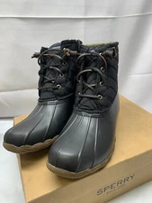 Sperry  Womens  Saltwater Quilted Bootie Boots Size US 9 W Black *New