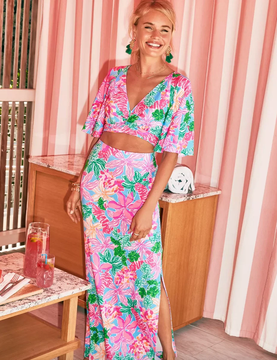 NWT LILLY PULITZER SIZE LARGE MINKA MAXI SKIRT SET TIGERS LAIR