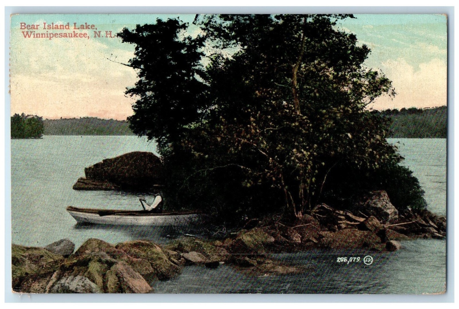 1911 Bear Island Lake Winnipesaukee New Hampshire NH Vintage Souvenir