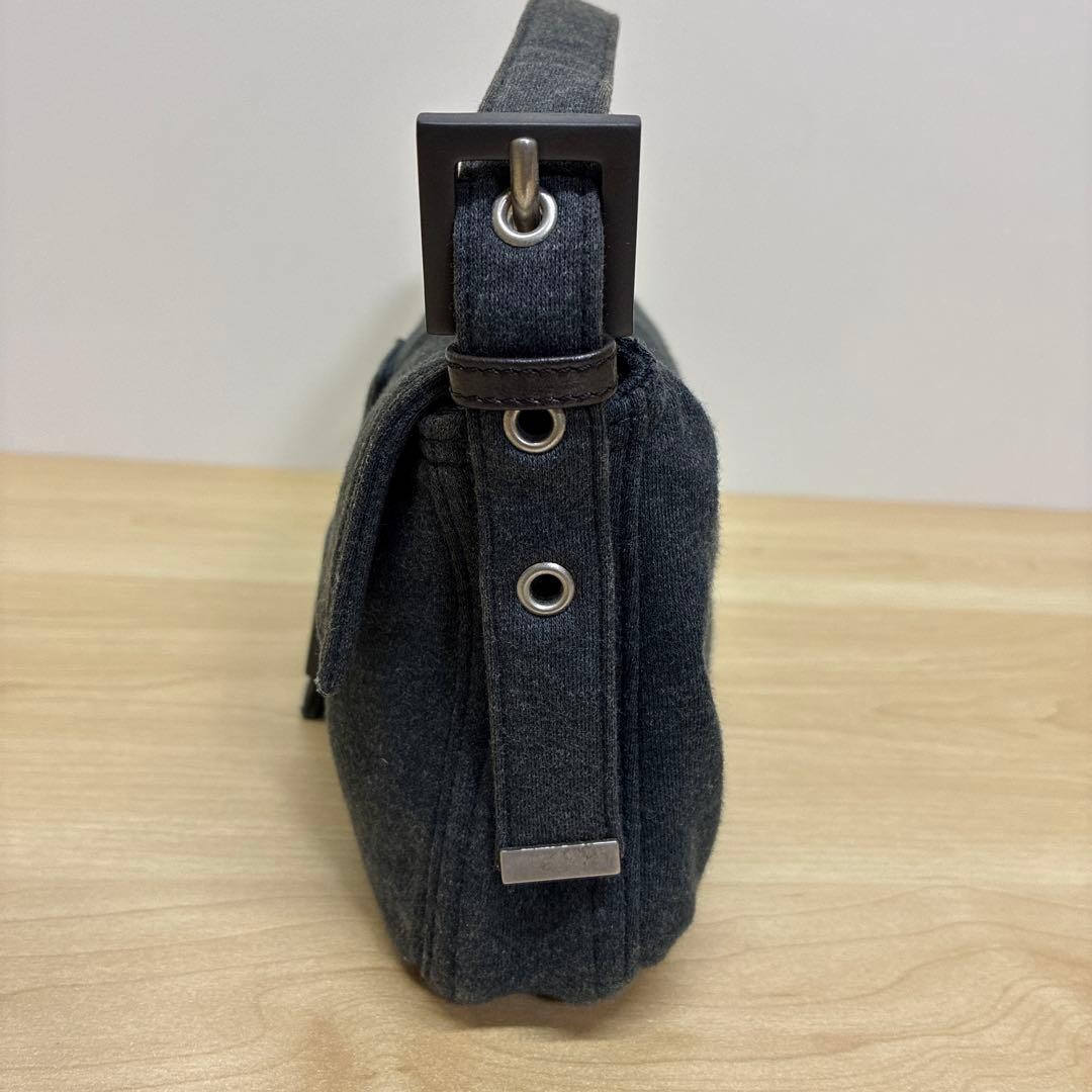 FENDI Mamma Bucket Shoulder Bag Cotton Dark Gray From Japan Used Rare item Auth thumbnail 9