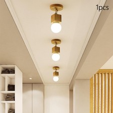Image of LED Ceiling Light Rustic Wood Ceiling Lamp Lighting Fixtures E27 Base Ornament